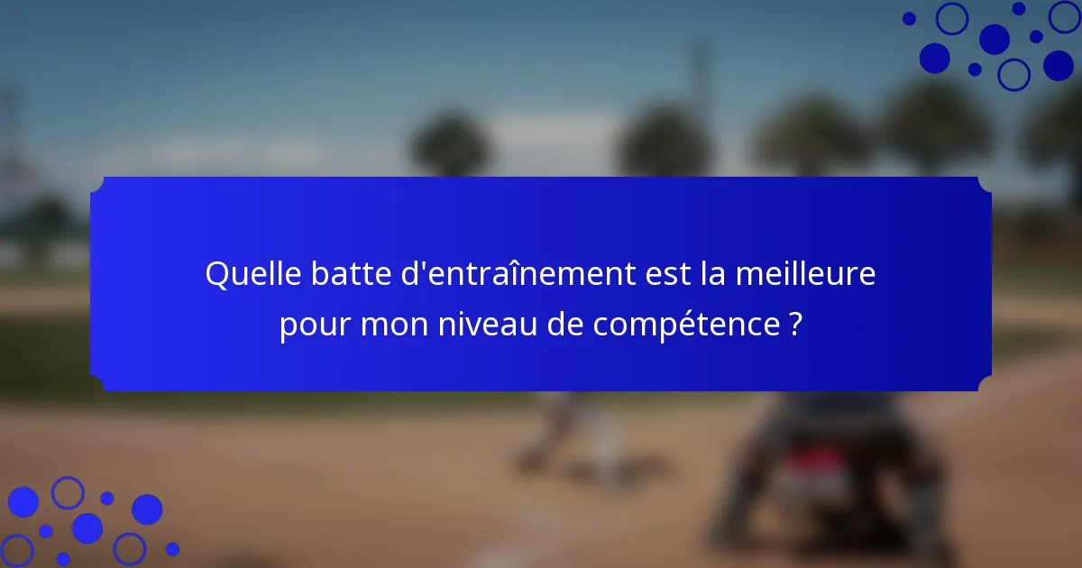 Quelle batte d'entraînement est la meilleure pour mon niveau de compétence ?
