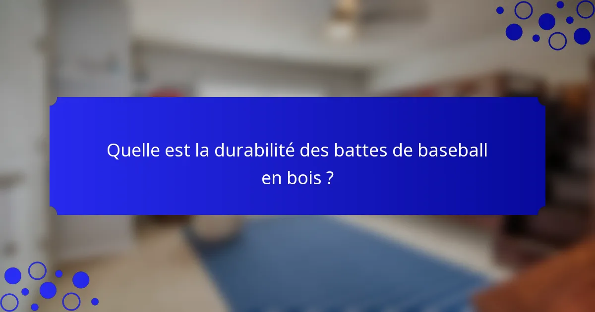 Quelle est la durabilité des battes de baseball en bois ?
