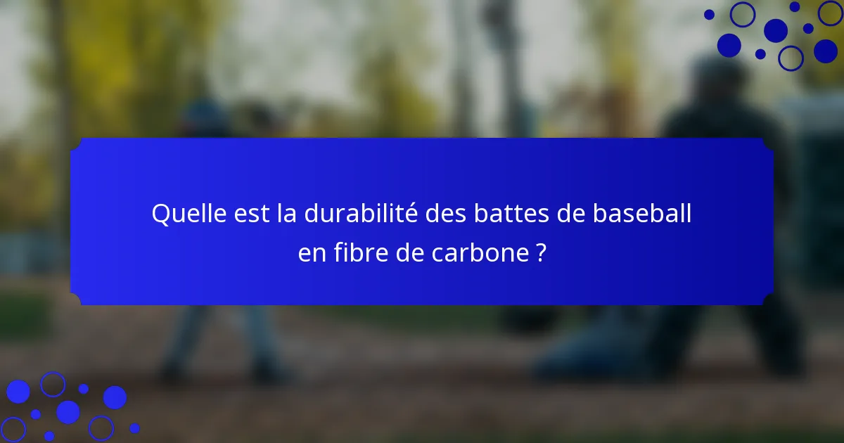 Quelle est la durabilité des battes de baseball en fibre de carbone ?