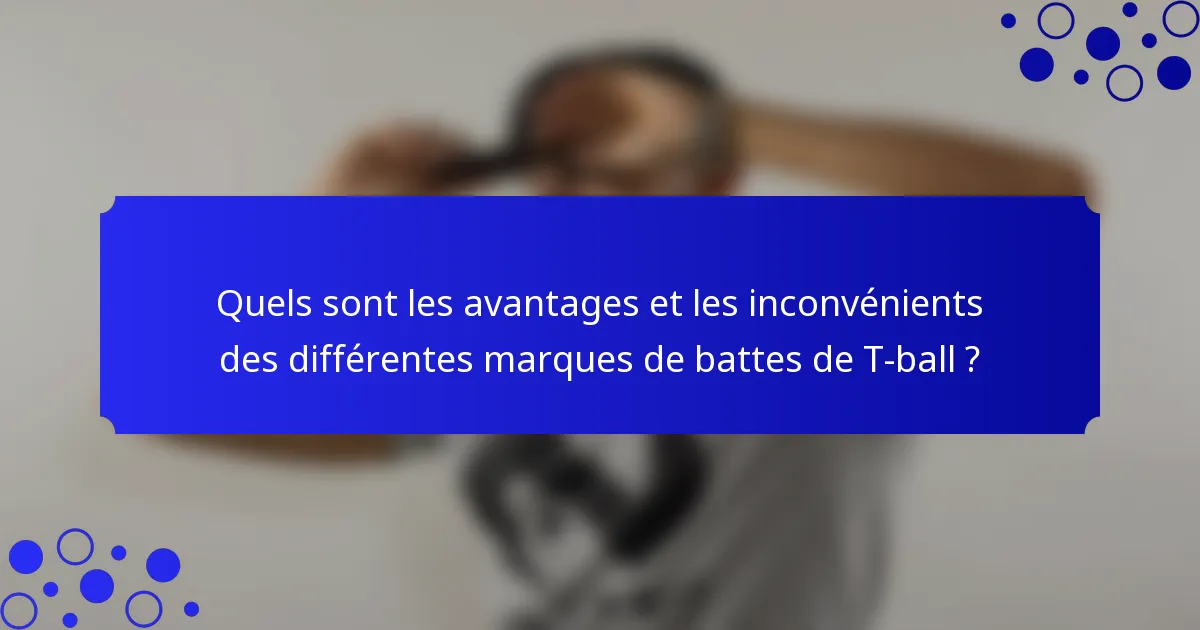 Quels sont les avantages et les inconvénients des différentes marques de battes de T-ball ?